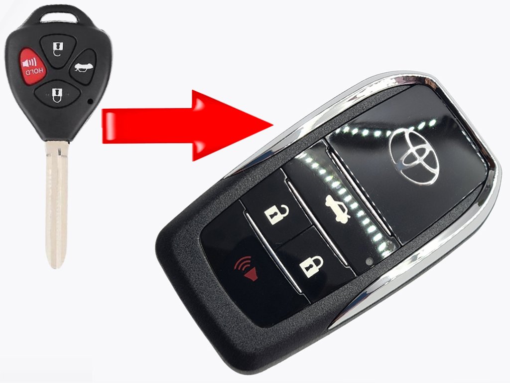 Корпус викидного ключа Toyota Rav4, Camry, Corolla, 3+1 кнопки, лезо TOY43, під переробку