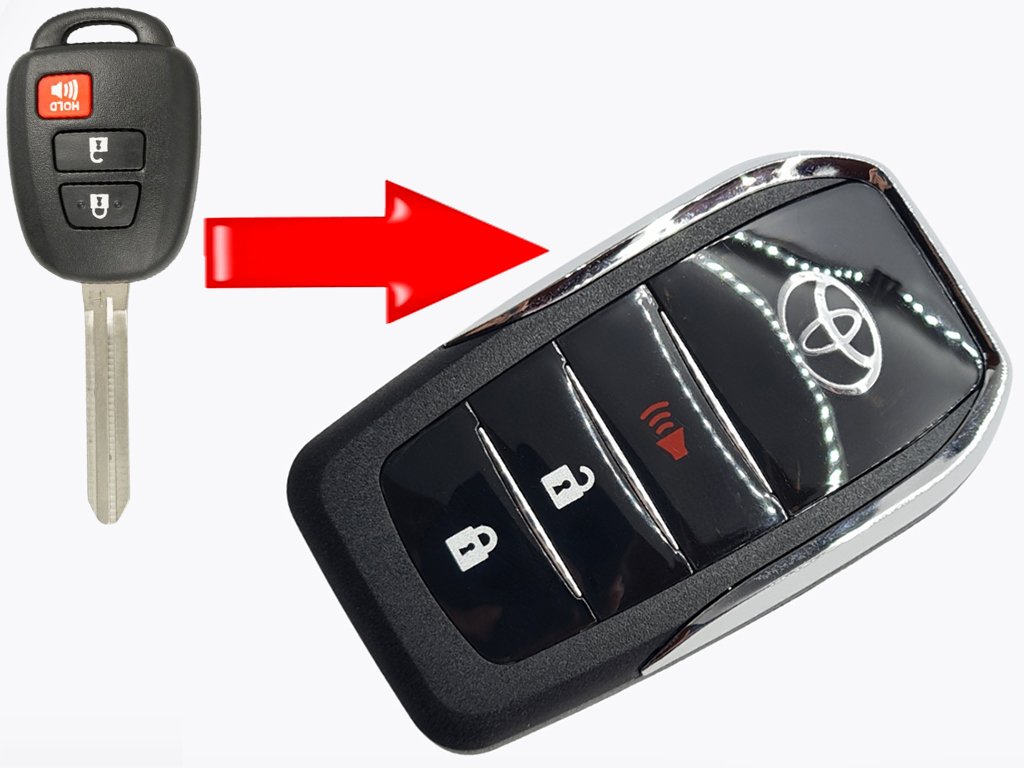 Корпус викидного ключа Toyota Highlander, Rav4, Camry, Corolla, Prius C, 4Runner та інші, 2+1 кнопки, лезо TOY43, під переробку