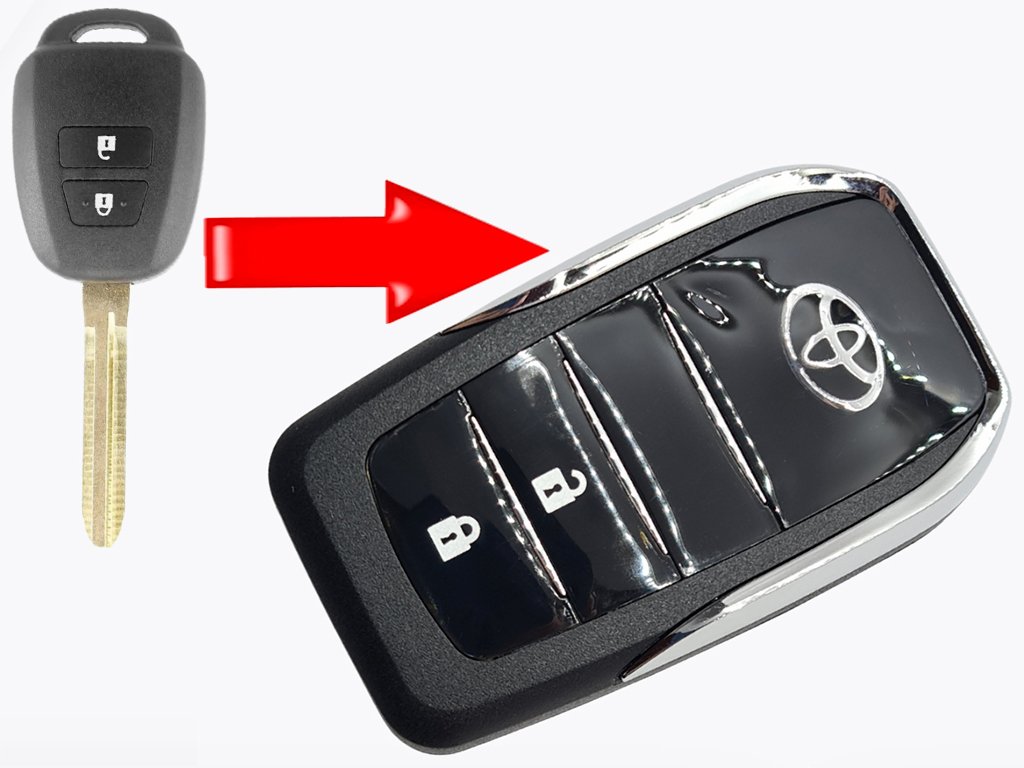 Корпус викидного ключа Toyota Yaris, Hilux та інші, 2 кнопки, лезо TOY43, під переробку