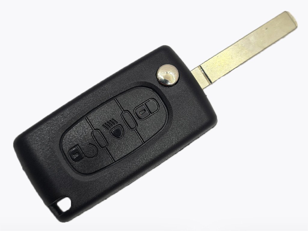 Корпус викидного ключа Citroen/ Peugeot, 3 кнопки, без місця під батарейку, лезо VA2, тип 2