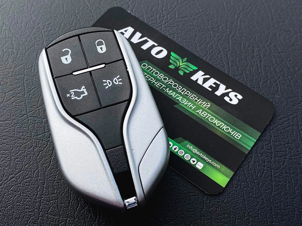 Смарт ключ Maserati Ghibli, Quattroporte, Levante, 433 Mhz, M3N-7393490, ID46/ Hitag 2/ 7953, 4 кнопки