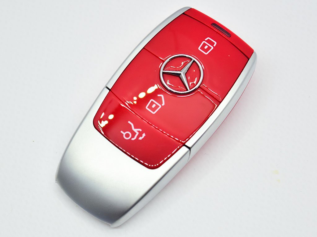 Корпус смарт ключа Mercedes W213, W205, W222, 3 кнопки, червоний, OEM