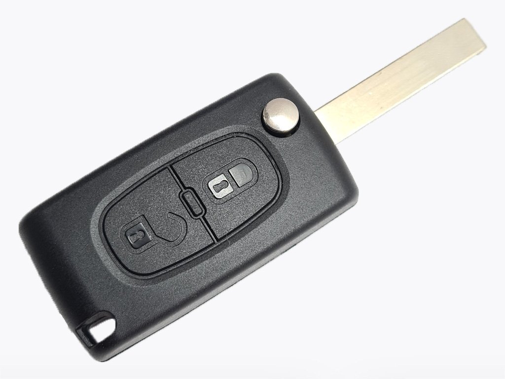 Корпус викидного ключа Citroen/Peugeot, 2 кнопки, без місця під батарейку, лезо HU83
