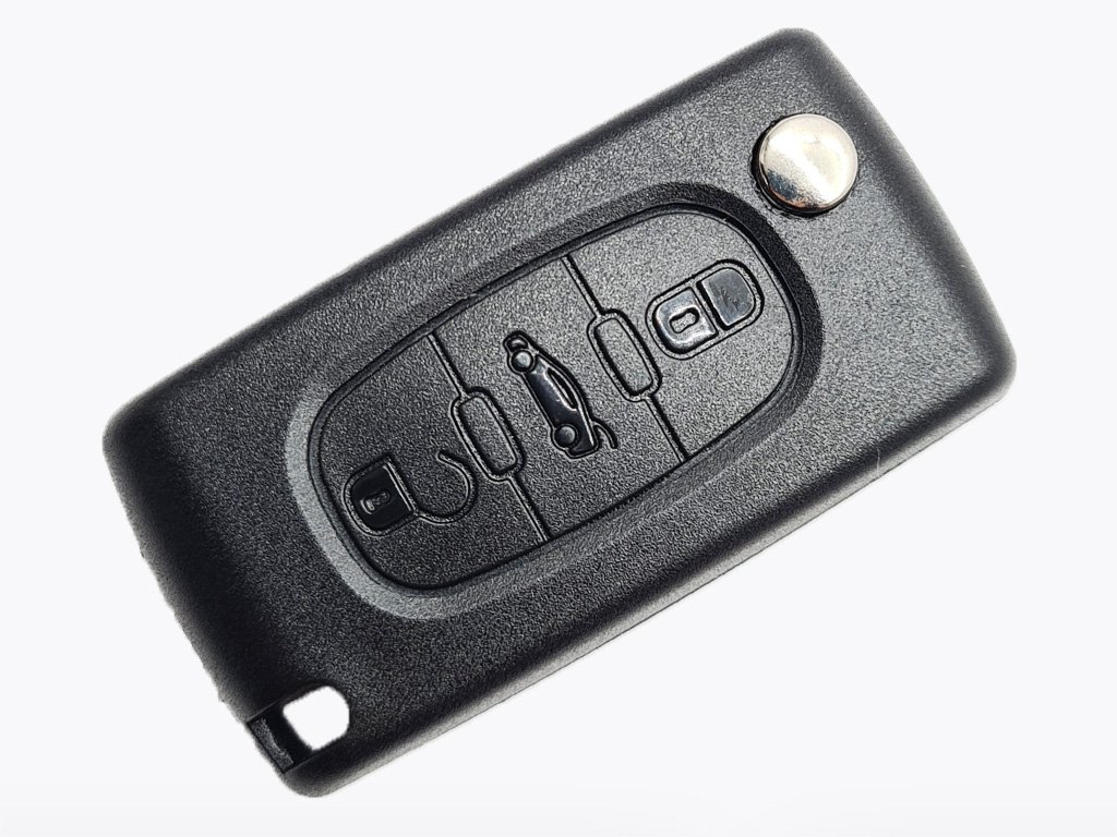 Корпус викидного ключа Citroen/Peugeot, 3 кнопки, без місця під батарейку, лезо HU83, тип 1