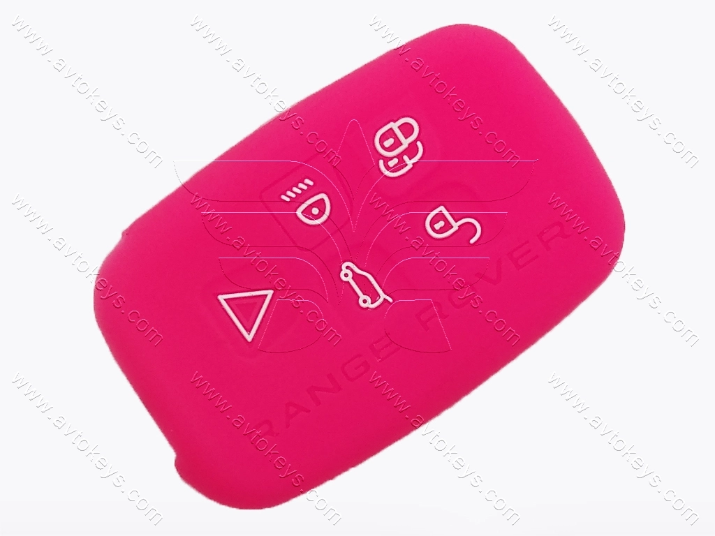 Силіконовий рожевий чохол для смарт ключа Land Rover, 4+1 кнопки, тип 2