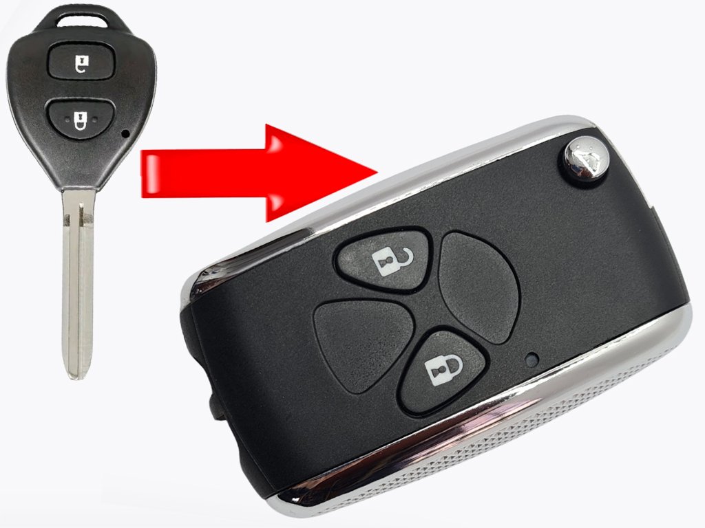 Корпус викидного ключа Toyota Land Cruiser 200, Corolla, 2 кнопки, лезо TOY43, під переробку