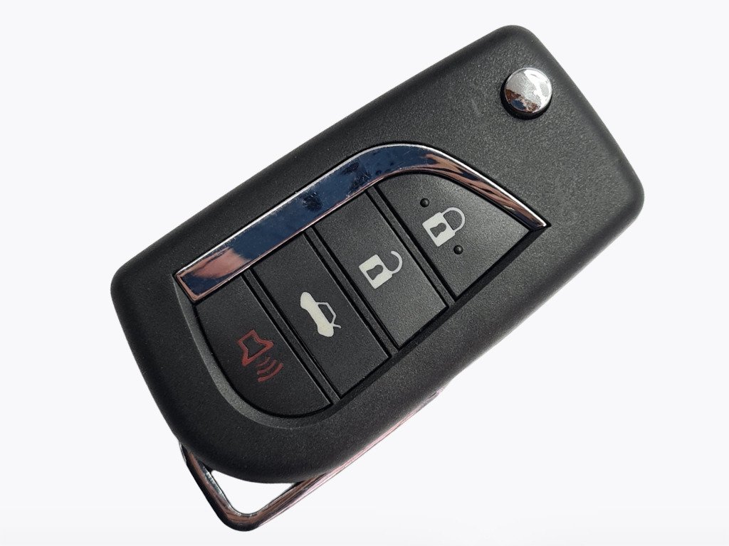 Корпус викидного ключа Toyota Avensis та інші, 3+1 кнопки, з місцем під батарейку 1620, лезо TOY43