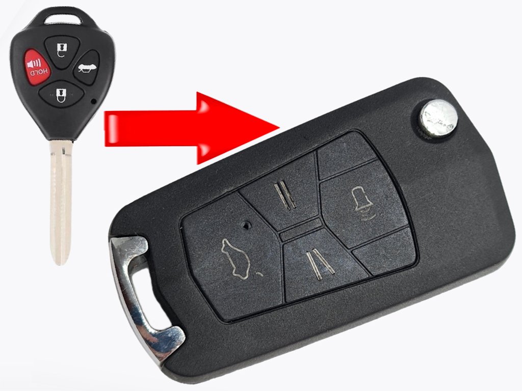 Корпус викидного ключа Toyota Rav 4, Camry, Corolla, 3+1 кнопки, лезо TOY43, під переробку