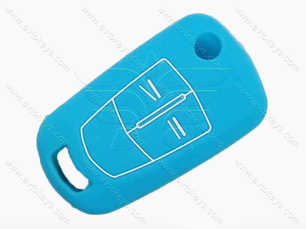 Силіконовий блакитний чохол для викидного ключа Opel, 2 кнопки, тип 1