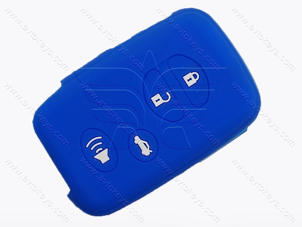 Силіконовий синій чохол для смарт ключа Toyota, 3+1 кнопки, тип 1