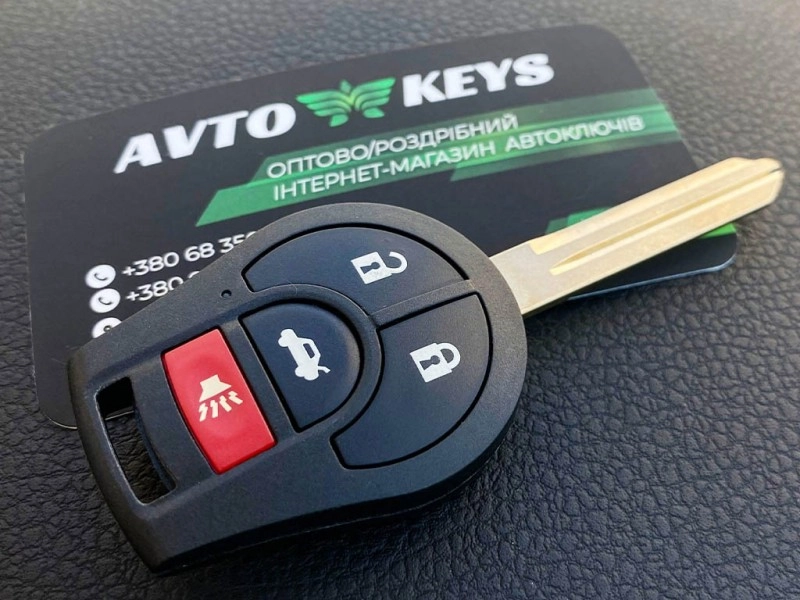 Ключ Nissan 350Z, Versa, Sentra та інші, 315 Mhz, CWTWB1U751, PCF7936A/ Hitag 2/ ID46, 3+1 кнопки, лезо NSN14