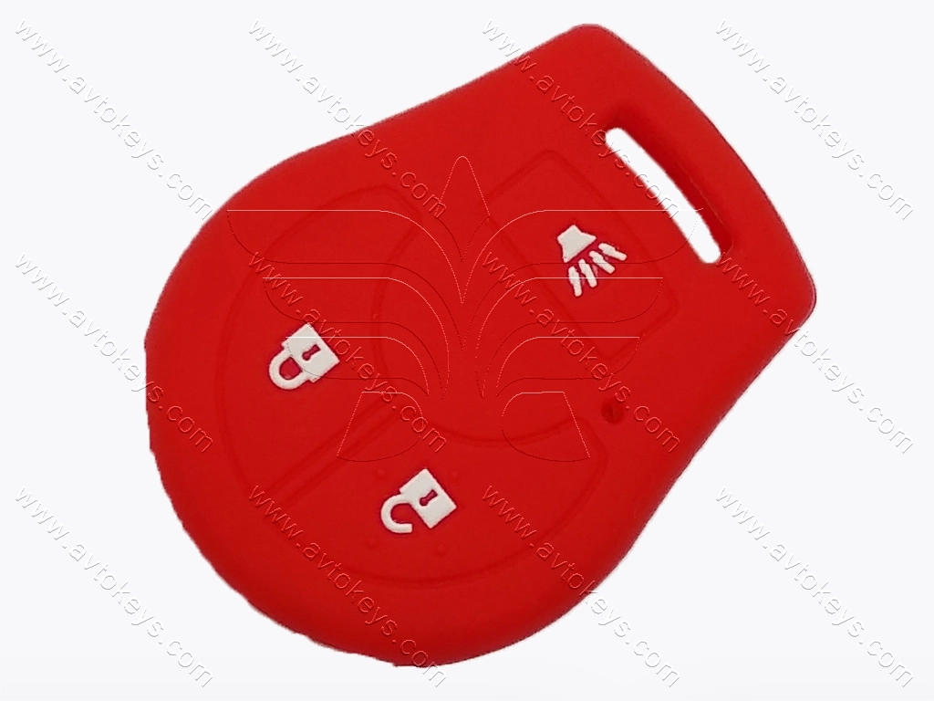 Силіконовий червоний чохол для ключа з кнопками Nissan, 2+1 кнопки, тип 3