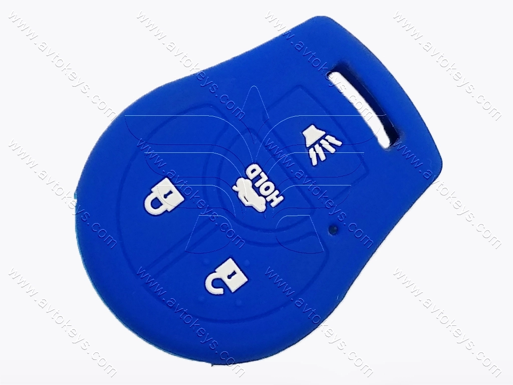 Силіконовий синій чохол для ключа з кнопками Nissan, 3+1 кнопки, тип 3