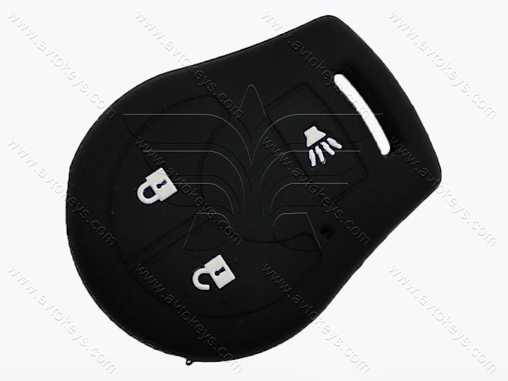 Силіконовий чорний чохол для ключа з кнопками Nissan, 2+1 кнопки, тип 3