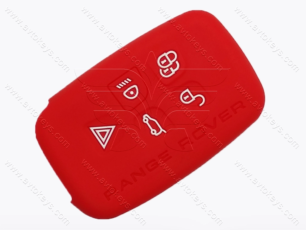 Силіконовий червоний чохол для смарт ключа Land Rover, 4+1 кнопки, тип 2