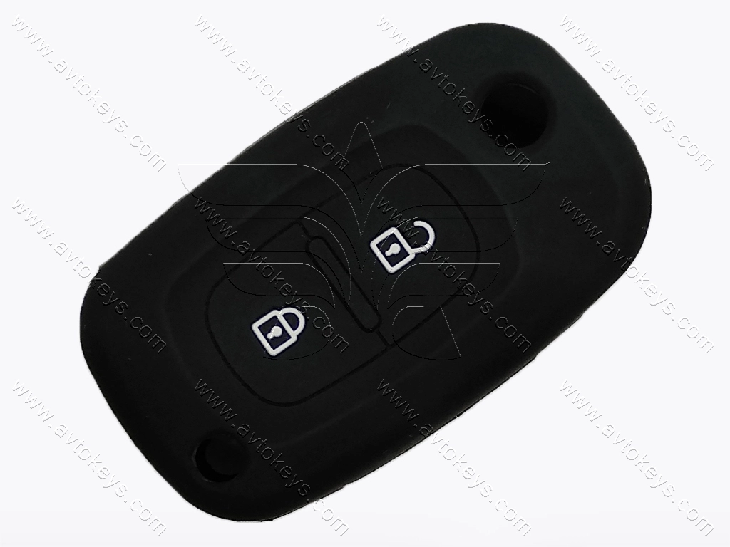 Силіконовий чорний чохол для викидного ключа Renault, 2 кнопки