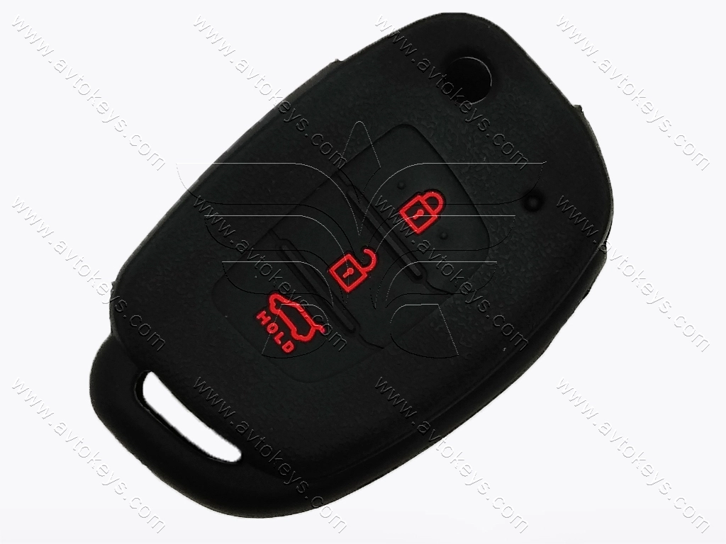 Силіконовий чорний чохол для викидного ключа Hyundai, 3 кнопки, тип 2.1