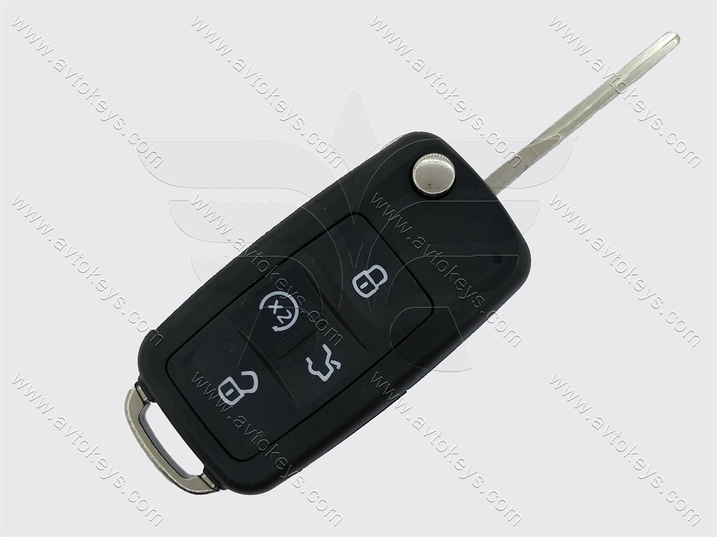 Корпус викидного ключа Volkswagen 4 кнопки, лезо HU66