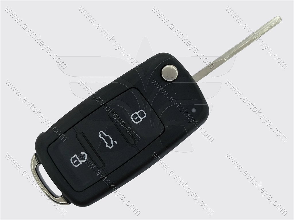 Корпус викидного ключа Volkswagen Touareg, Audi A8, 3 кнопки, лезо HU66