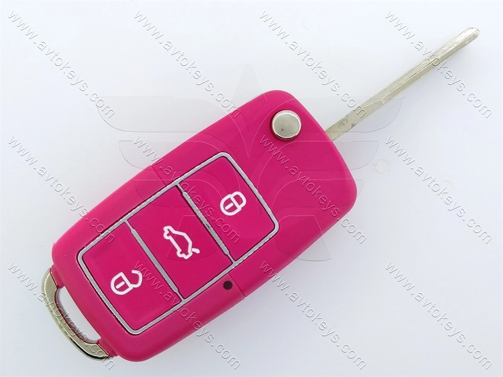 Корпус викидного ключа Volkswagen, Skoda, Seat, 3 кнопки, лезо HU66, водонепроникний