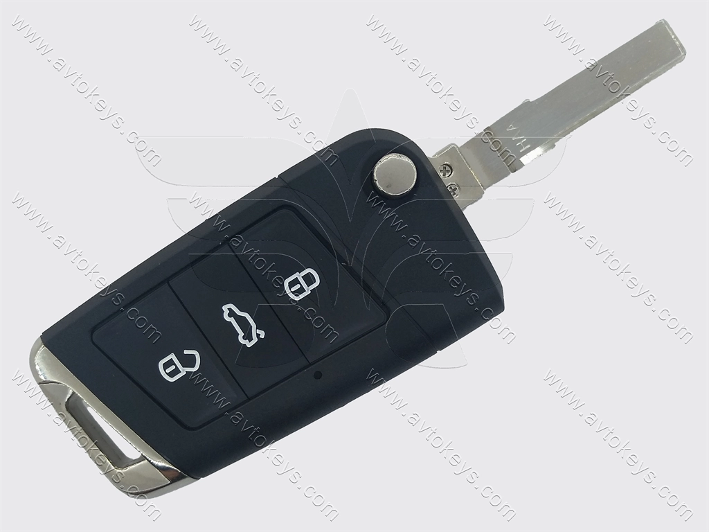 Корпус викидного ключа Volkswagen, Skoda, Seat, 3 кнопки, лезо HU66, під переробку