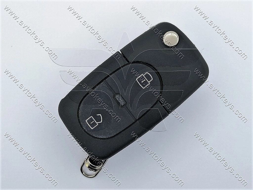 Корпус викидного ключа Volkswagen New Beetle, Golf, Jetta, Passat, 2 кнопки, лезо HU66, з місцем під батарейку 2032 - Зображення 5