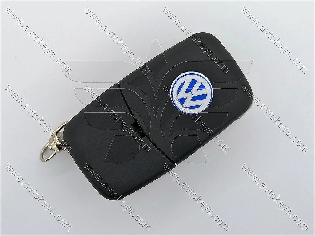 Корпус викидного ключа Volkswagen New Beetle, Golf, Jetta, Passat, 2 кнопки, лезо HU66, з місцем під батарейку 2032 - Зображення 2