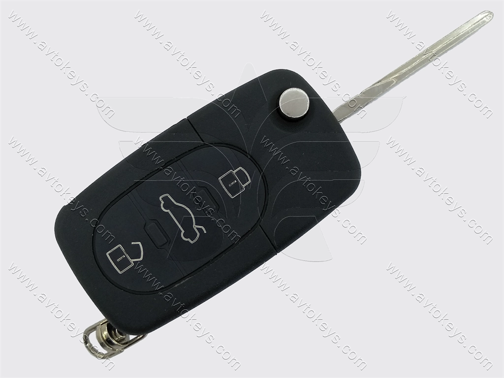 Корпус викидного ключа Volkswagen New Beetle, Golf, Jetta, Passat, 3 кнопки, лезо HU66, з місцем під батарейку 2032