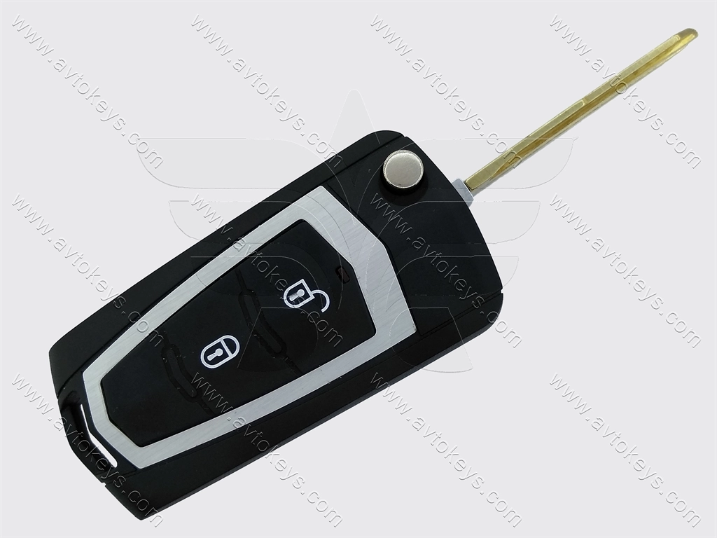 Корпус викидного ключа Hyundai/Kia, 2 кнопки, лезо HYN6, під переробку, без місця під батарейку, тип 3