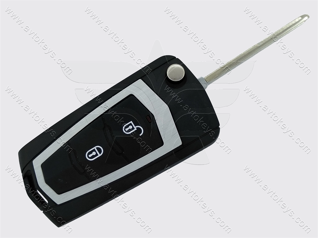 Корпус викидного ключа Hyundai/Kia, 2 кнопки, лезо HYN6, під переробку, з місцем під батарейку, тип 3