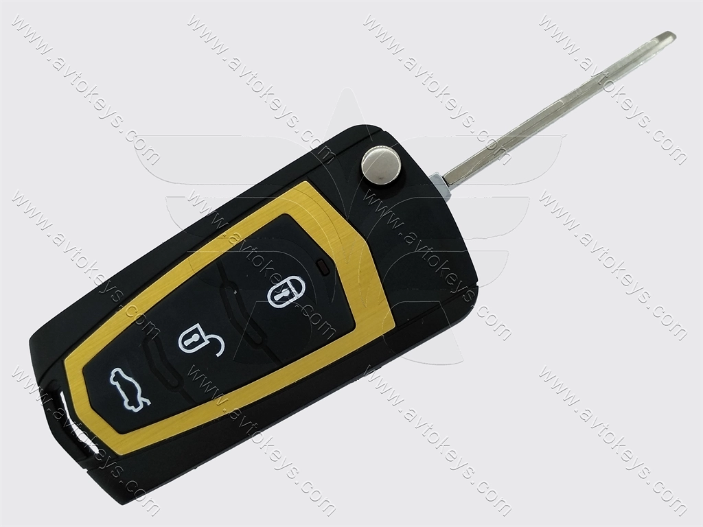 Корпус викидного ключа Hyundai/Kia, 3+1 кнопки, лезо HYN6, під переробку, без місця під батарейку, тип 3