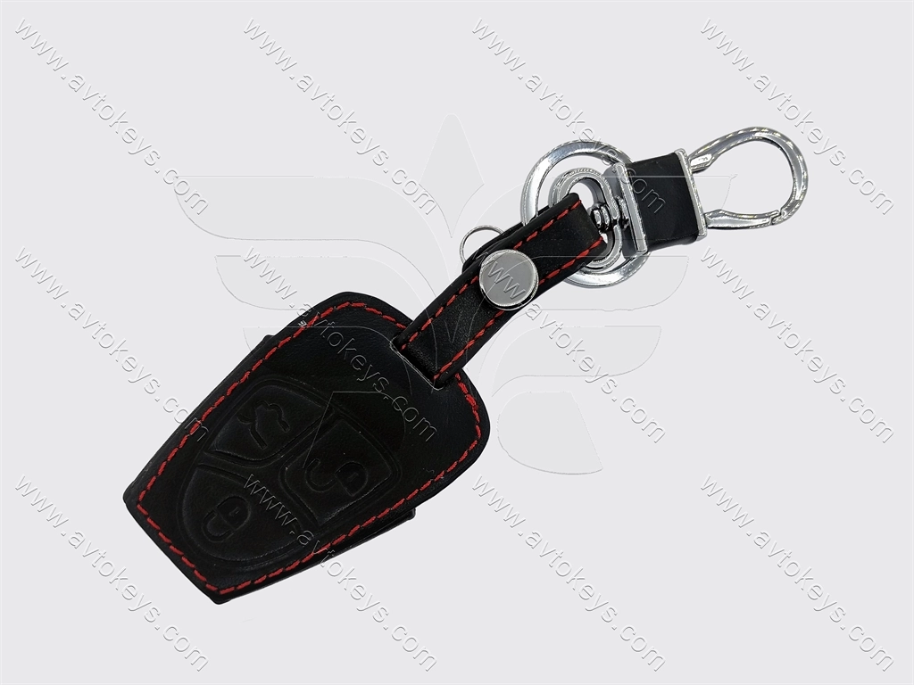 Шкіряний чорний чохол для смарт ключа Mercedes C-class, E-class та інші, 3 кнопки