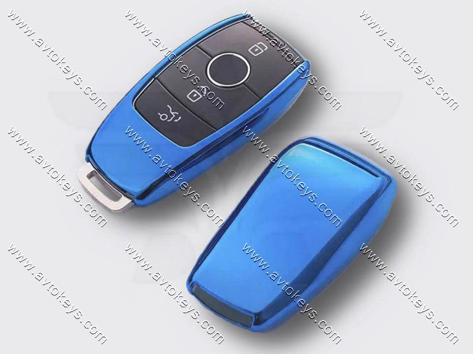 Термополіуретановий синій чохол для смарт ключа Mercedes C-class W205, E-class W213