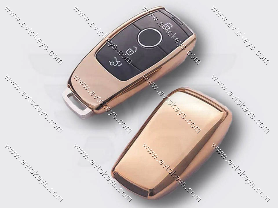 Термополіуретановий золотистий чохол для смарт ключа Mercedes C-class W205, E-class W213