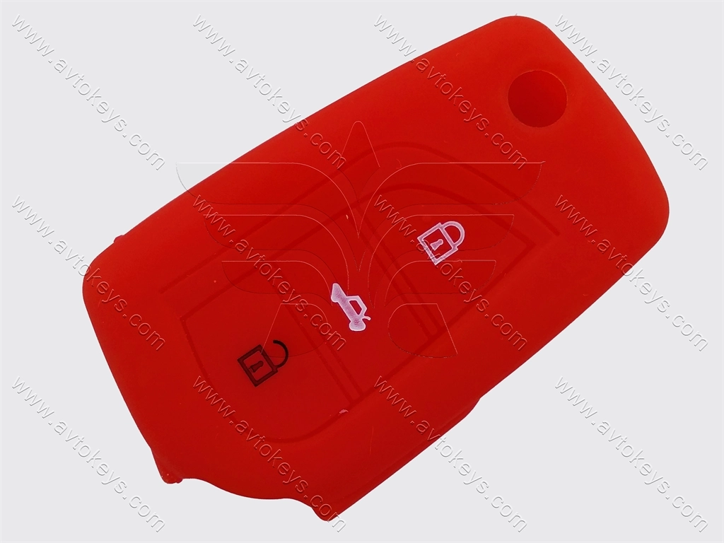 Силіконовий червоний чохол для викидного ключа Toyota Avensis та інші, 3 кнопки