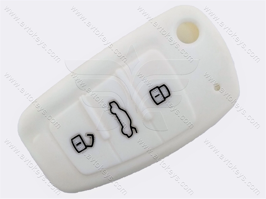 Силіконовий білий чохол викидного ключа Audi A1, A3, Q3, TT, A4, A6, Q7 та інші, 3 кнопки