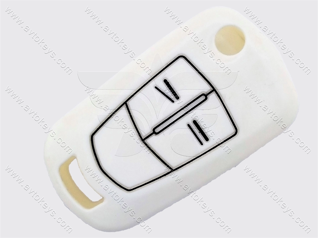 Силіконовий білий чохол викидного ключа Opel Vectra C, Astra та інші, 2 кнопки