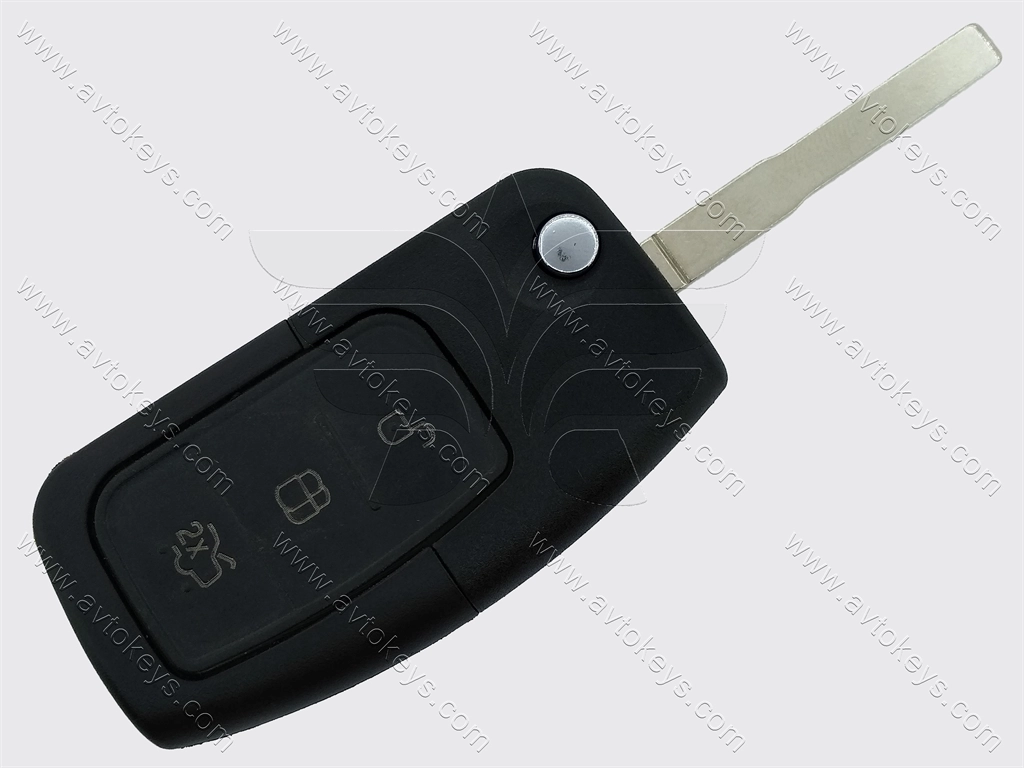 Викидний ключ Ford Focus, Mondeo, Fiesta та інші, 433 Mhz, 5WK48791, 4D-63 80bit, 3 кнопки, лезо HU101