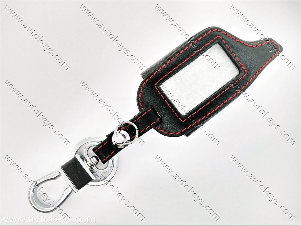 Шкіряний чорний чохол для брелка сигналізацій StarLine a61, a91, b61, b91, КГБ FX5, Jaguar EZ, тип 2