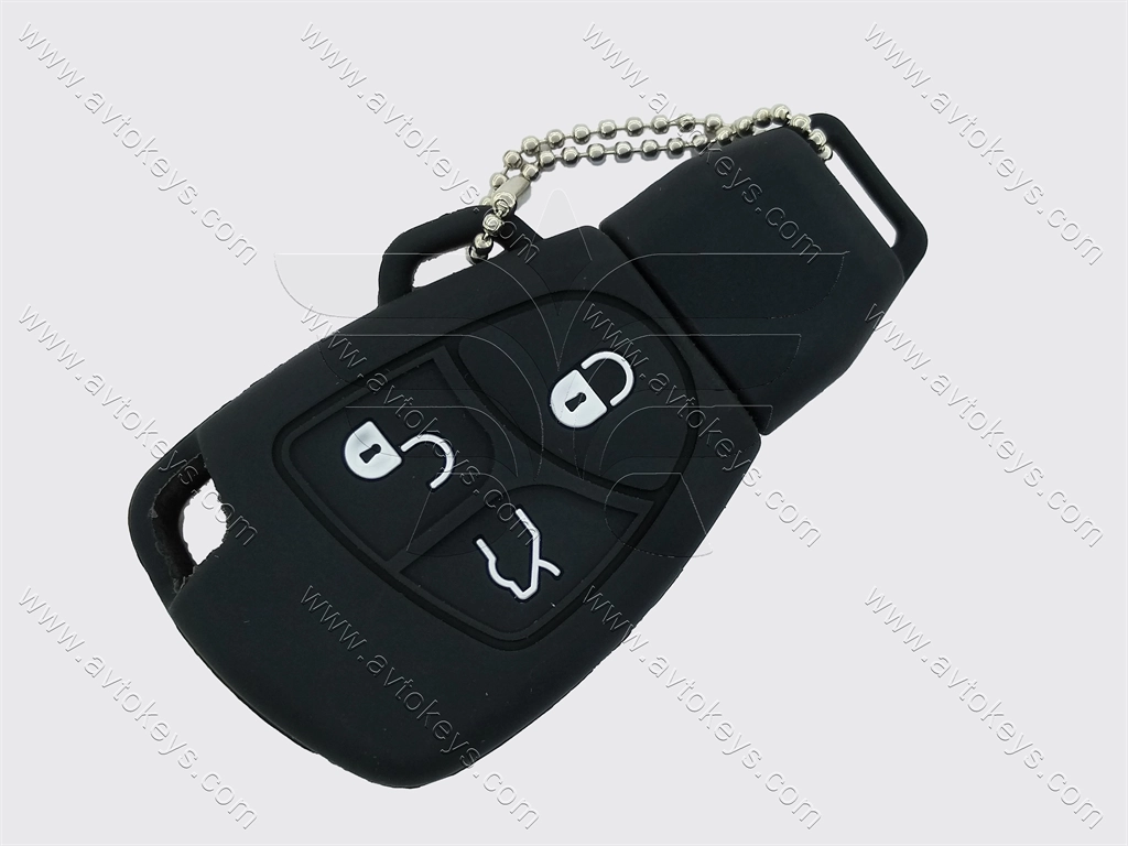 Силіконовий чорний чохол для смарт ключа Mercedes C-class, E-class та інші, 3 кнопки, з емблемою