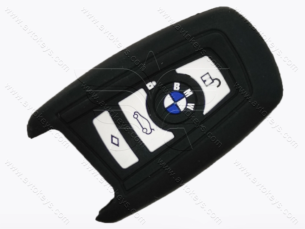Силіконовий чорний чохол для смарт ключа Bmw F-series, 4 кнопки, з лого