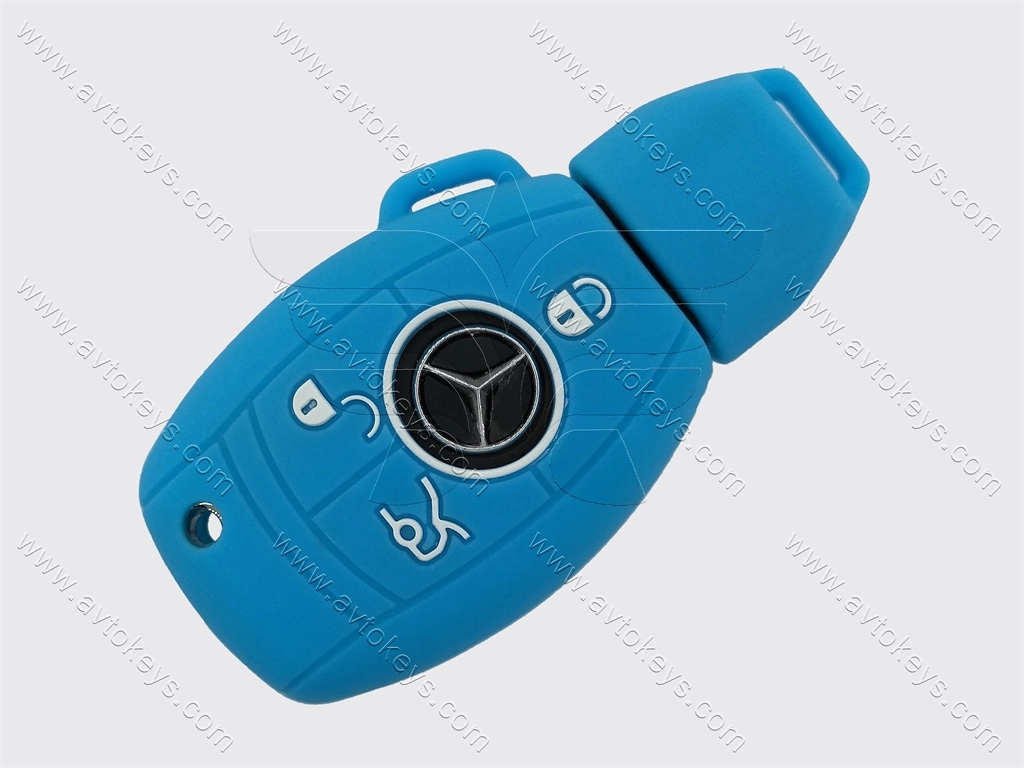 Силіконовий блакитний чохол смарт ключа Mercedes ML-models, E-class та інші, 3 кнопки