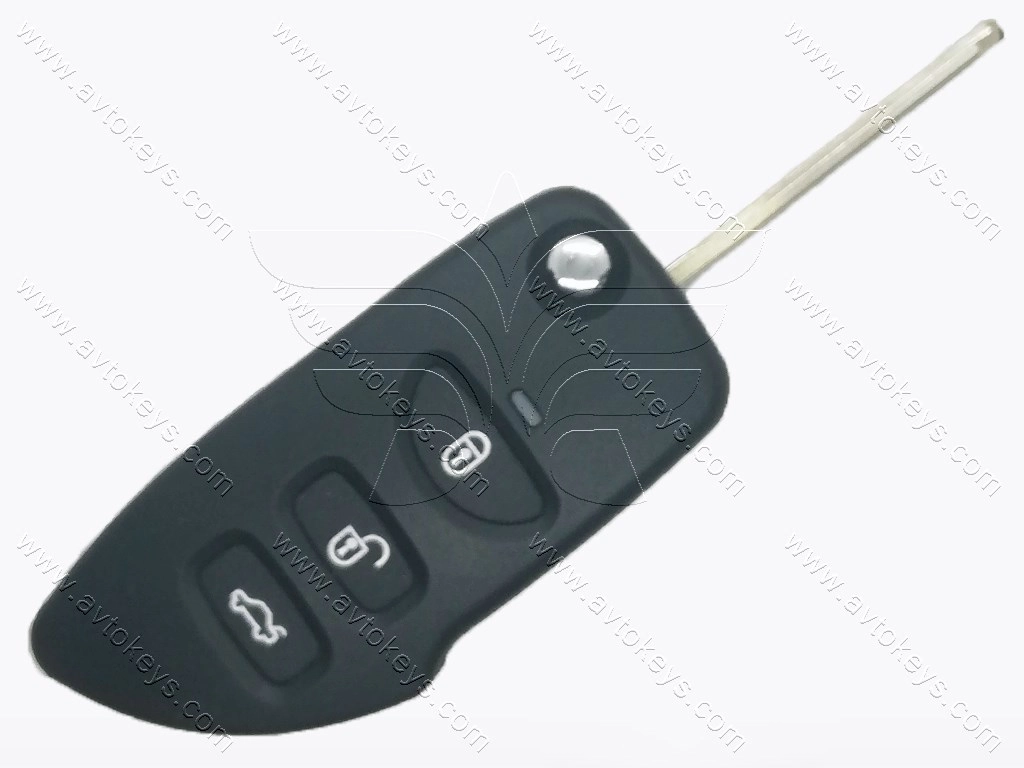 Корпус викидного ключа Hyundai/Kia, 3 кнопки, лезо HYN14R, під переробку, без місця під батарейку, тип 4