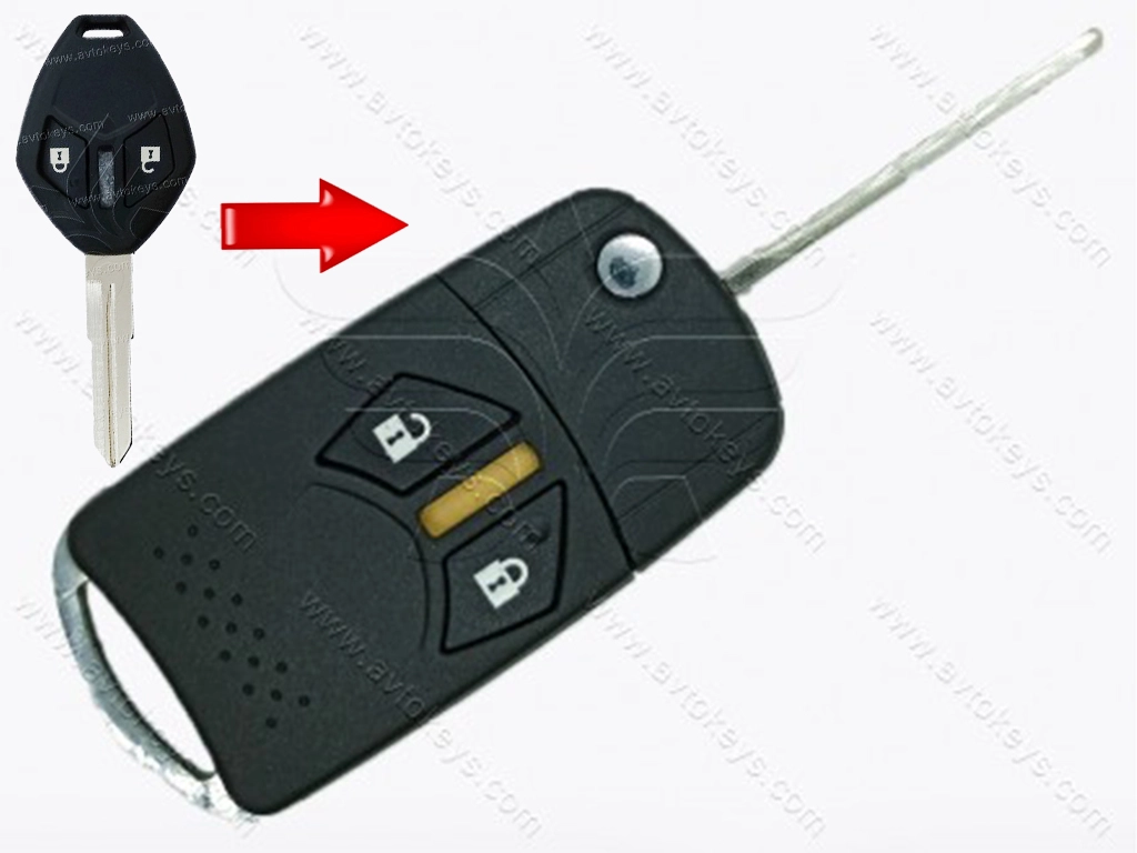 Корпус викидного ключа Mitsubish Eclipse, Galant, 2 кнопки, лезо MIT-11R, під переробку