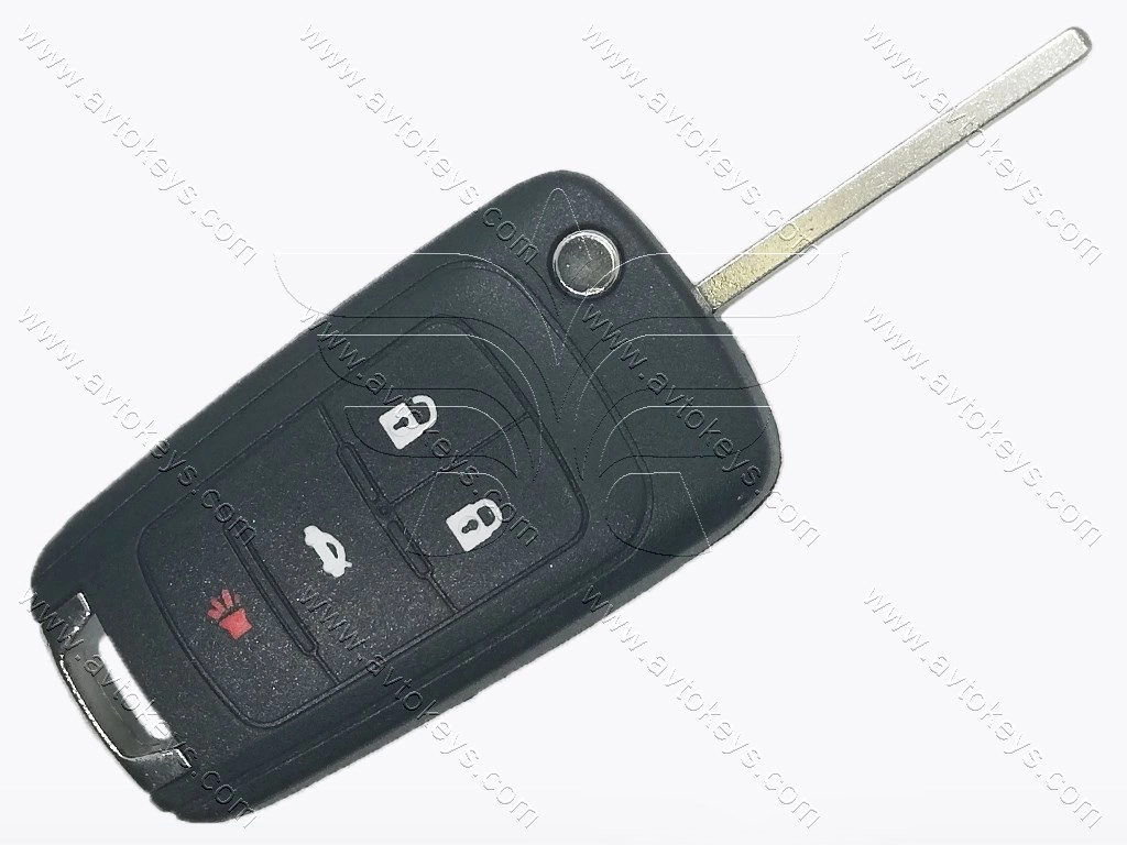 Корпус викидного ключа Opel, Chevrolet, 3+1 кнопки, лезо HU100