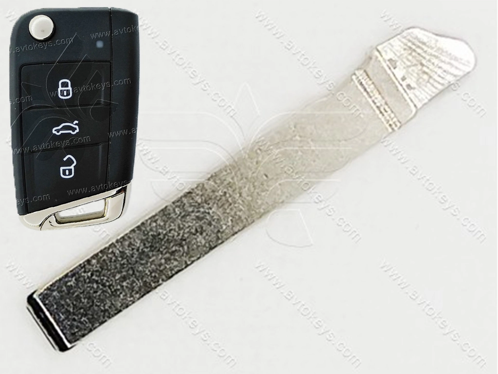 Лезо викидного ключа Volkswagen, Audi, Seat, Skoda, HU162t, бокове кріплення