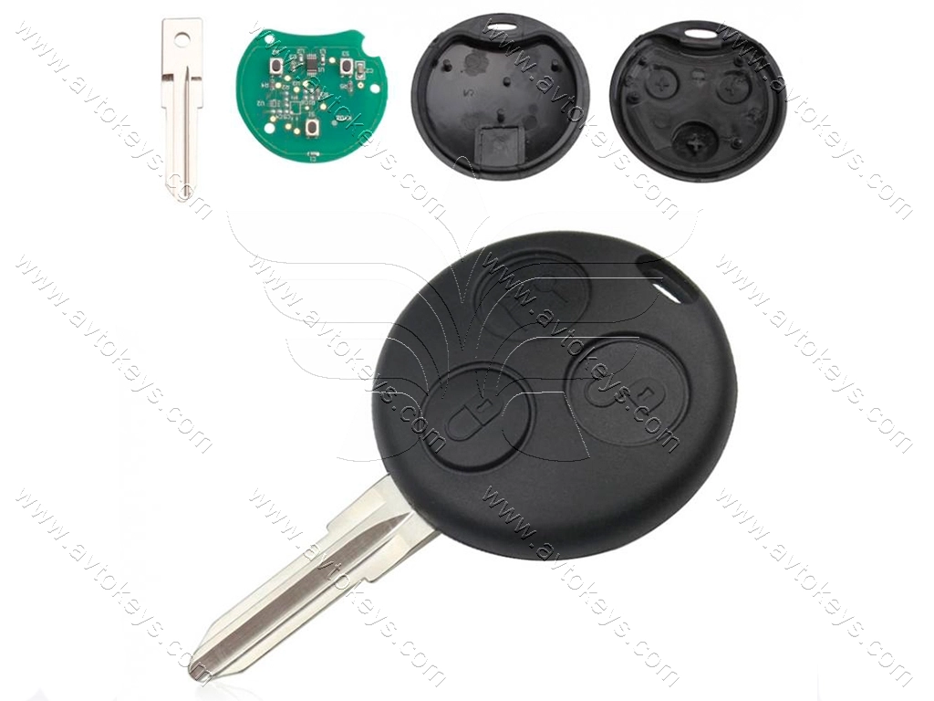 Ключ Smart Fortwo, Roadster, City Coupe, 433 Mhz, 3 кнопки, лезо YM23 - Зображення 2