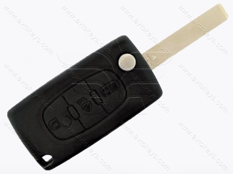 Викидний ключ Citroen C4 Picasso, C4 Grand Picasso, C5, 433 Mhz, 662269 Delphi, PCF7941A/ Hitag 2/ ID46, 3 кнопки, лезо HU83, OEM