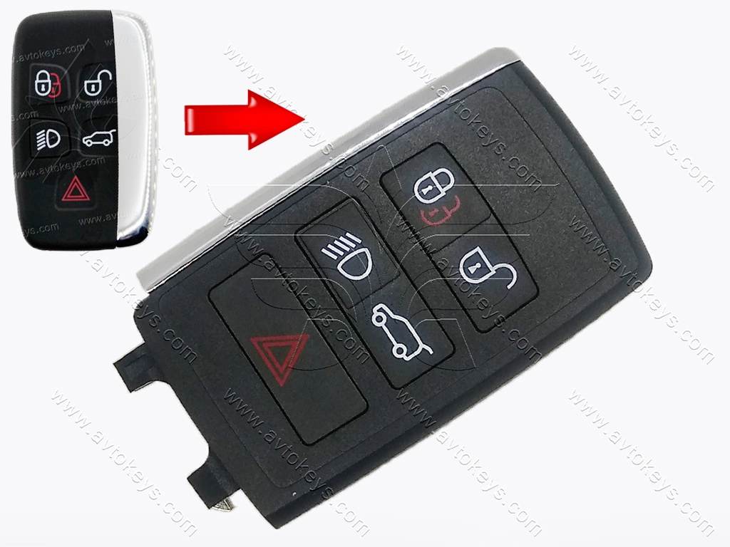 Смарт ключ Land Rover Discovery, LR2, LR4, KOBJTF10A, 315 Mhz, PCF7953P/ Hitag Pro/ ID49, 4+1 кнопки