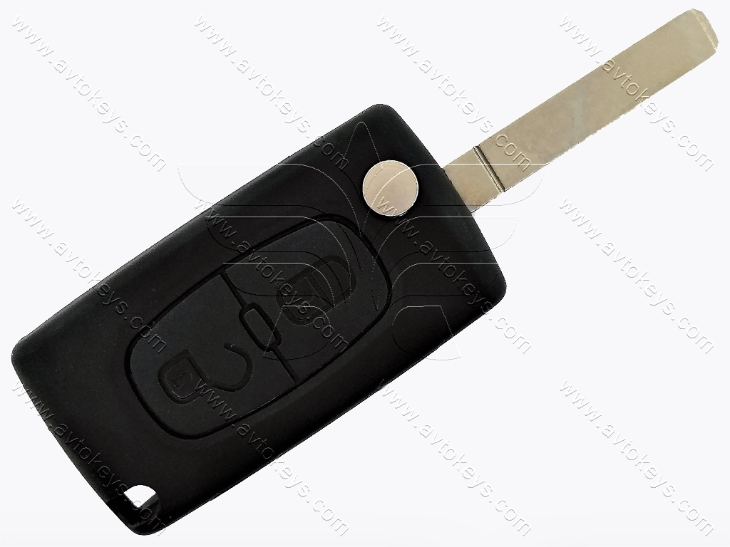 Корпус викидного ключа Citroen/Peugeot, 2 кнопки, без місця під батарейку, лезо VA2